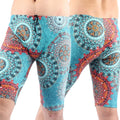 Men's green quick-drying swimming trunks with loose five-point design for swimming