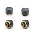 Four black Bluetooth tyre pressure sensors for car with mobile phone display