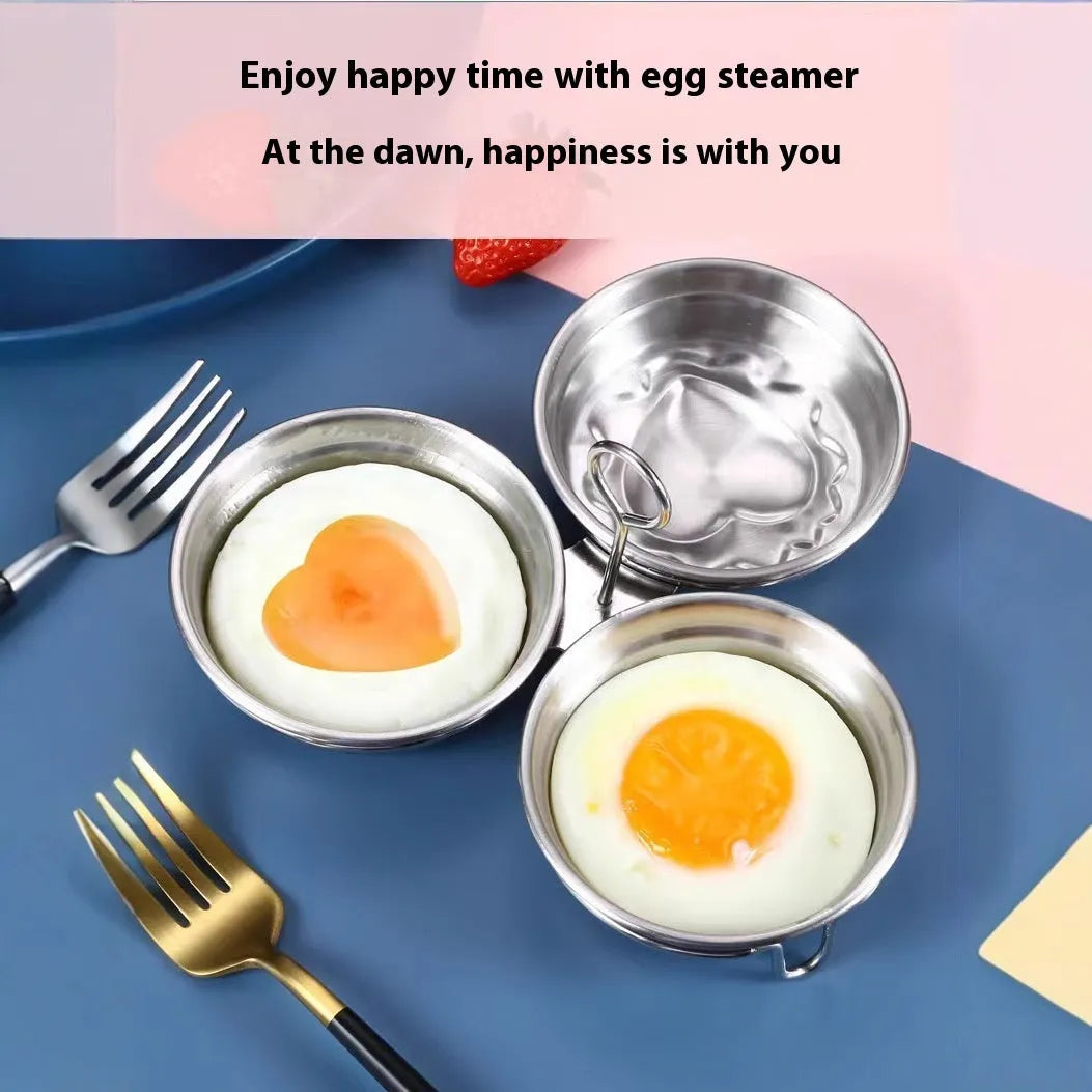 Stainless steel heart-shaped egg steamer with mini design for household use