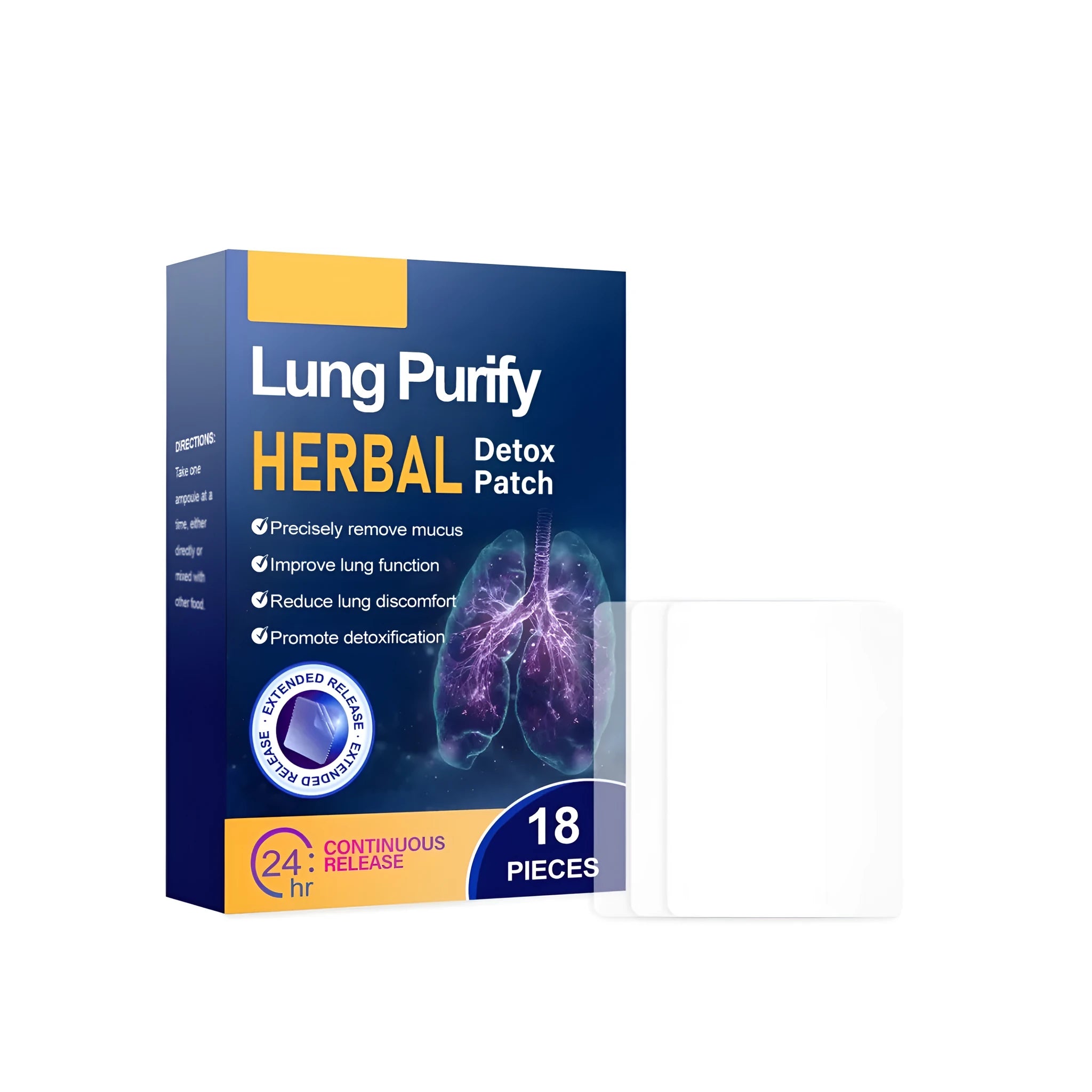 Herbal Respiratory Soothing Patch pack with 18 patches featuring verbena, licorice, eucalyptus, thyme and lobelia chinensis