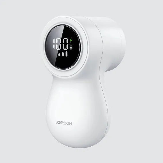 White electric fabric lint remover with LED display and USB charging port