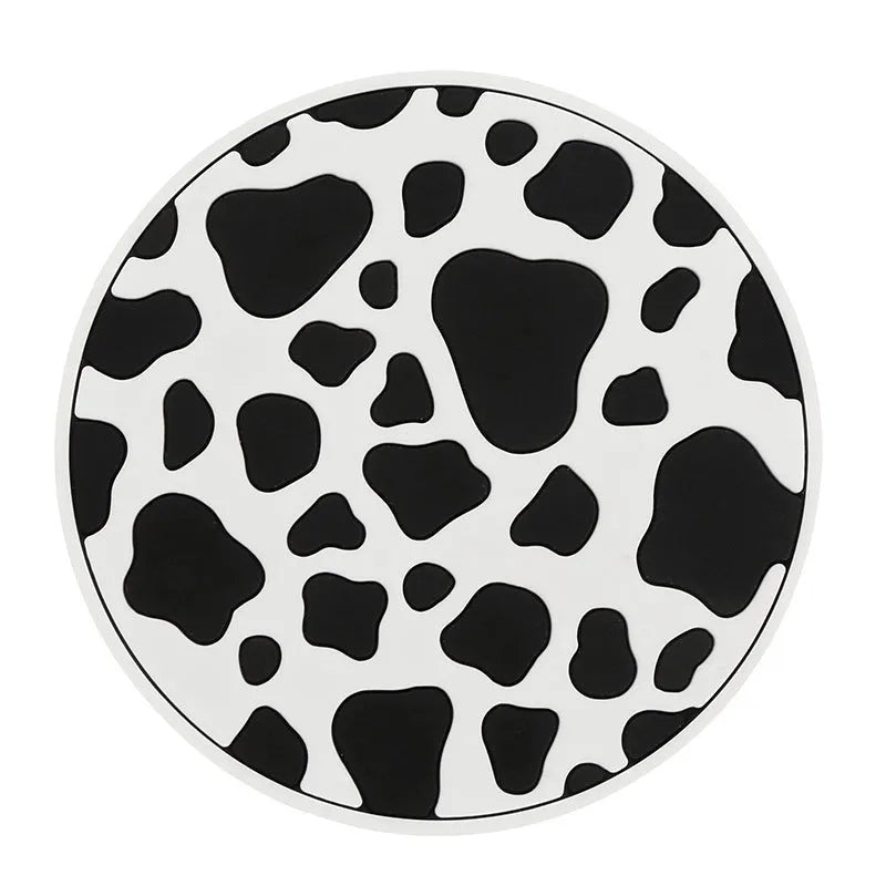 Universal car cup holder mat in PVC plastic with non-slip surface showing four pattern options