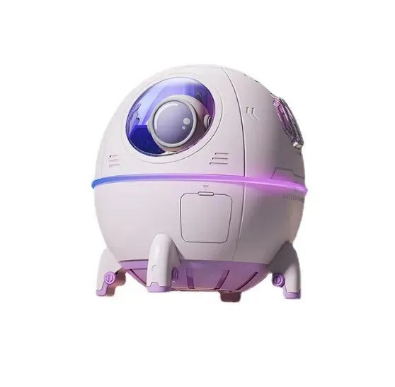 Astronaut-themed portable USB desktop humidifier with colourful LED lights showing 220ml water capacity
