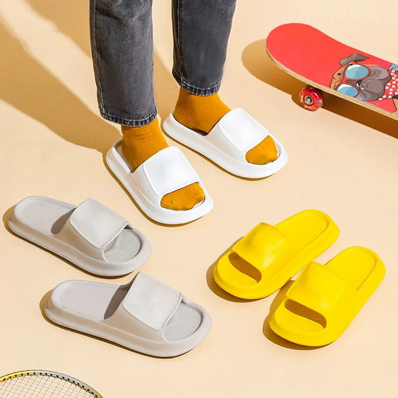 Soft unisex EVA house slippers with a thick non-slip sole in multiple colours.