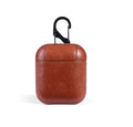 Genuine leather AirPods protective case bag in black, brown, light brown, and red colour options.