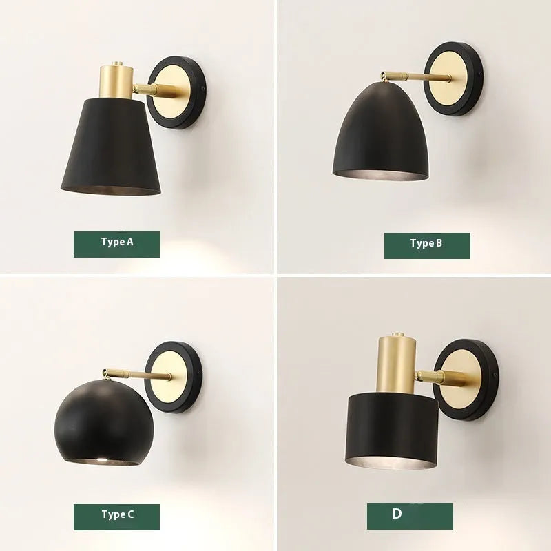 Nordic style iron wall lamp mounted on a wall, showcasing its solid construction and shade design.