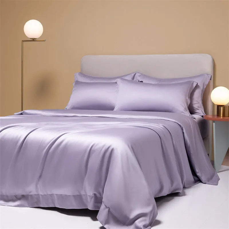 Luxury Lenzing Tencel quilt sheets set in a choice of colours like Classic Grey and Van Gogh Blue.