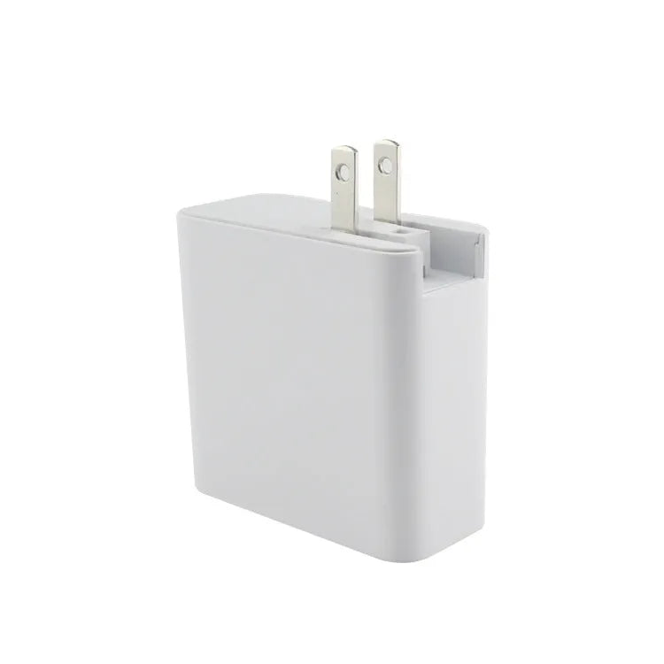 Black and white 48W four-port USB-C mobile phone wall charger with LED light.