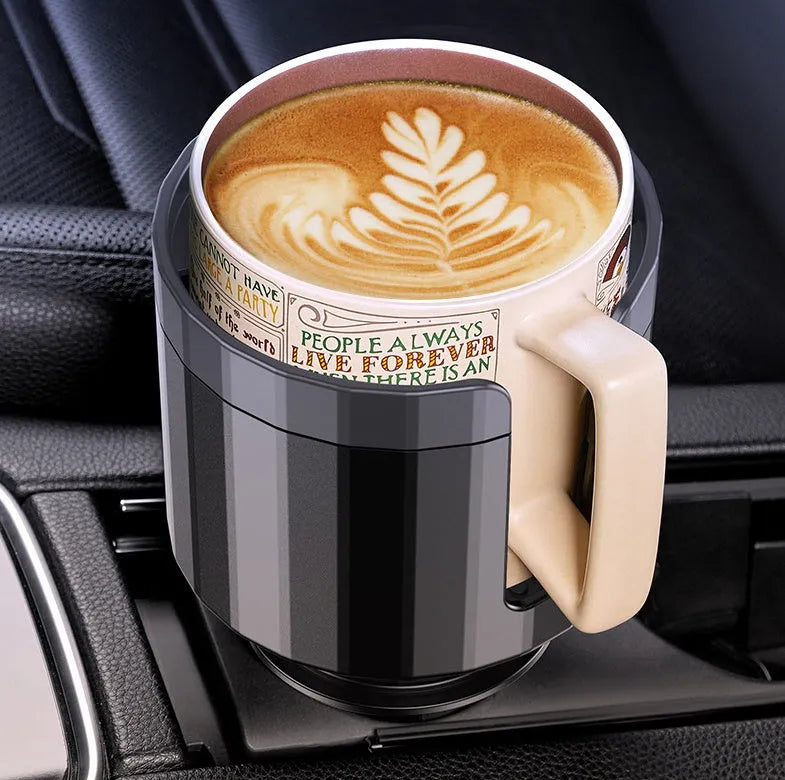 Matte black ABS car cup holder expander with adjustable base for extra large bottles