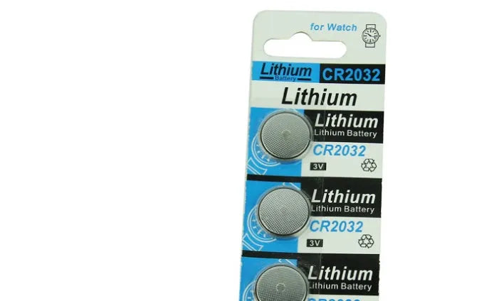 CR2032 3 volt lithium button battery coin cell on a card