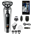 Digital display USB rechargeable beard trimmer with floating cutter head and five-in-one base bracket