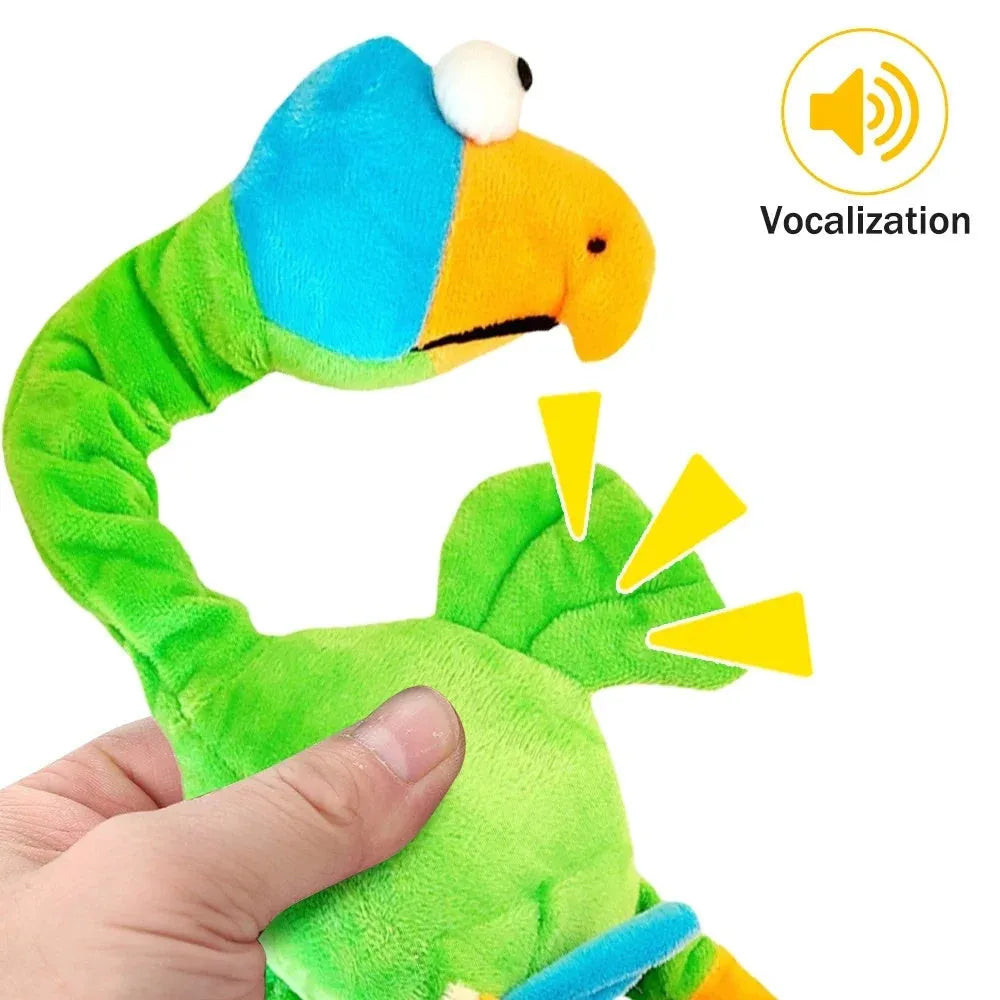 Screaming chicken sound dog toy in black, green, or orange colours