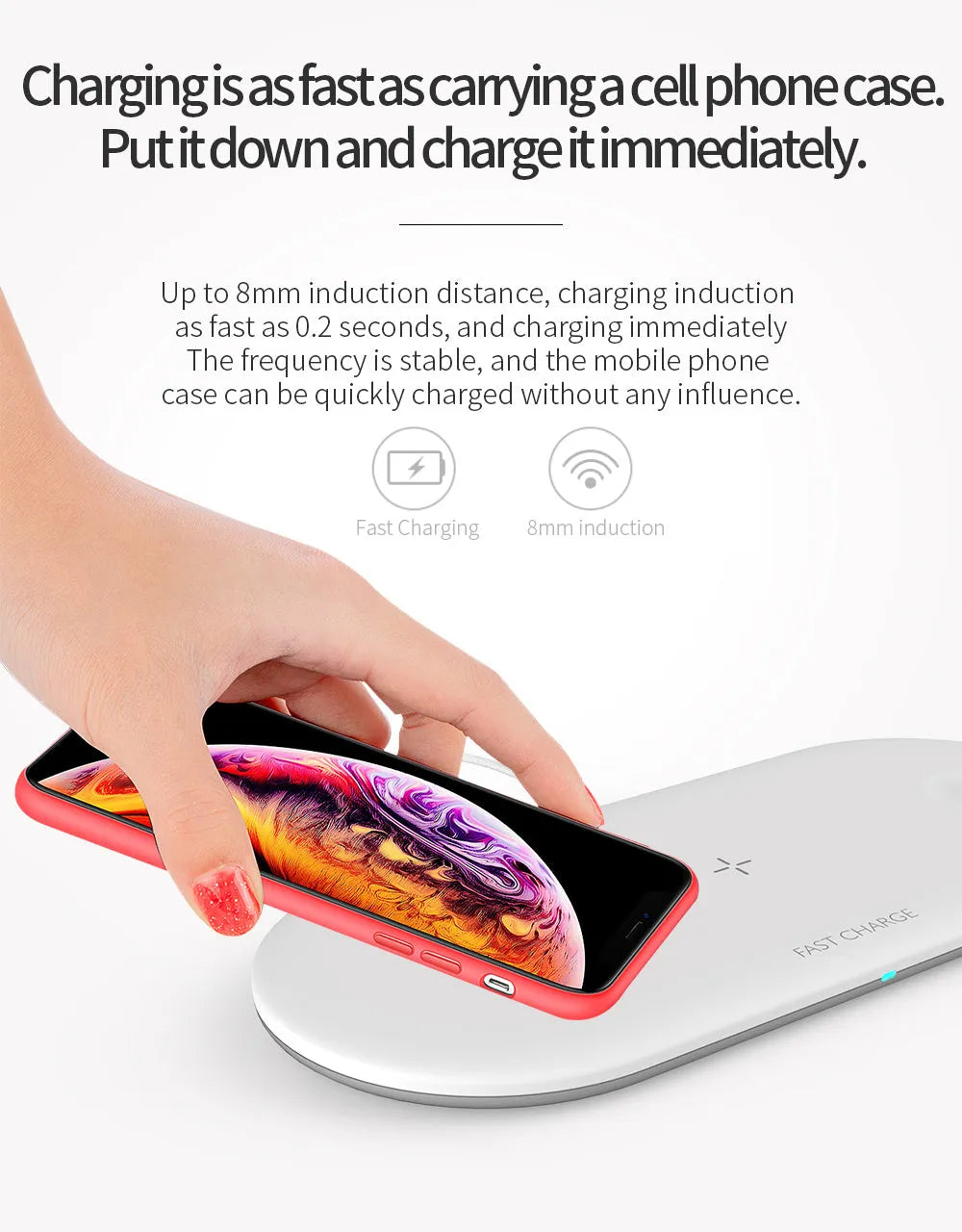 White 3-in-1 wireless charging station for Apple iPhone, watch and earbuds on a desktop