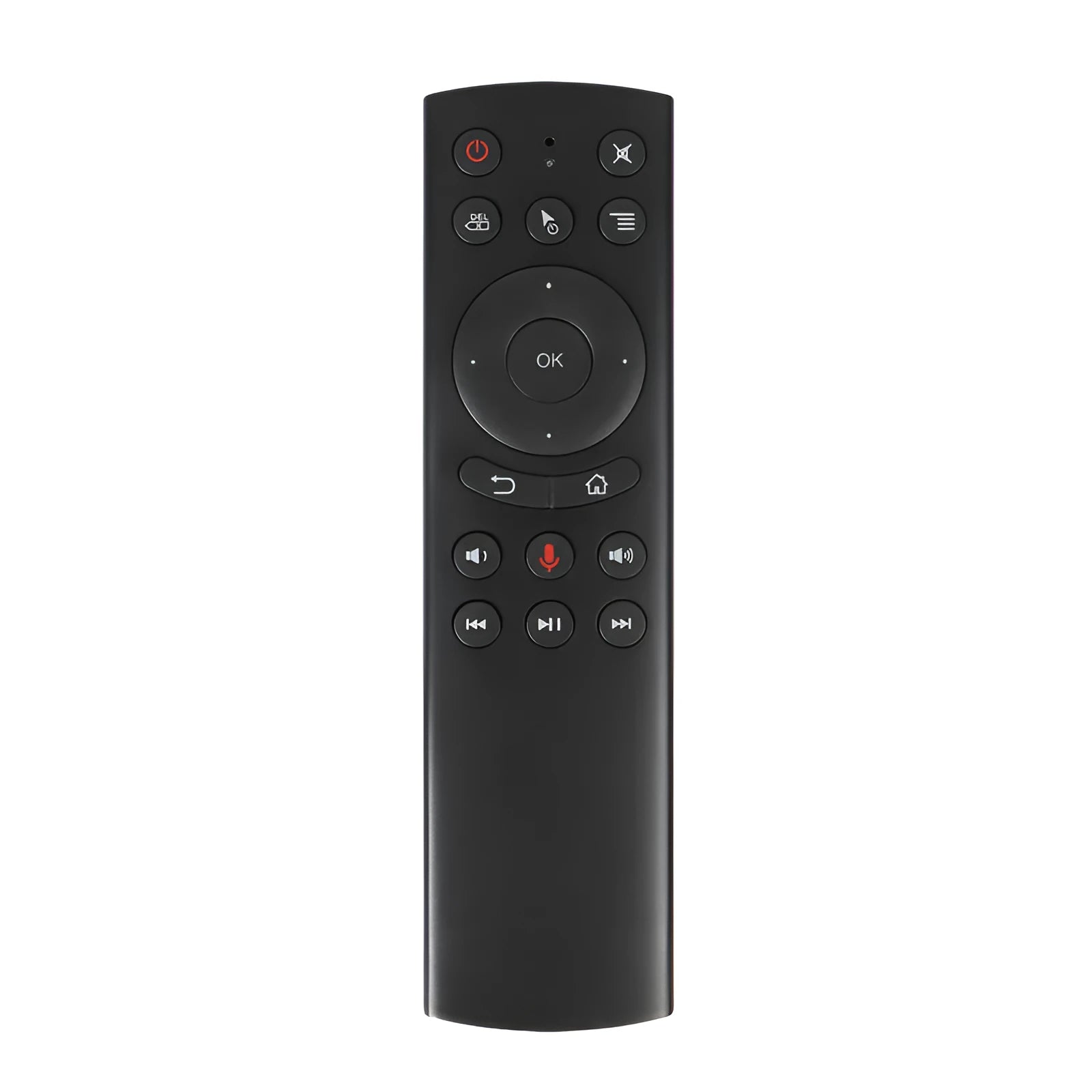 G20 FlyMouse 2.4G wireless air remote control with black ABS plastic body and silicone buttons.