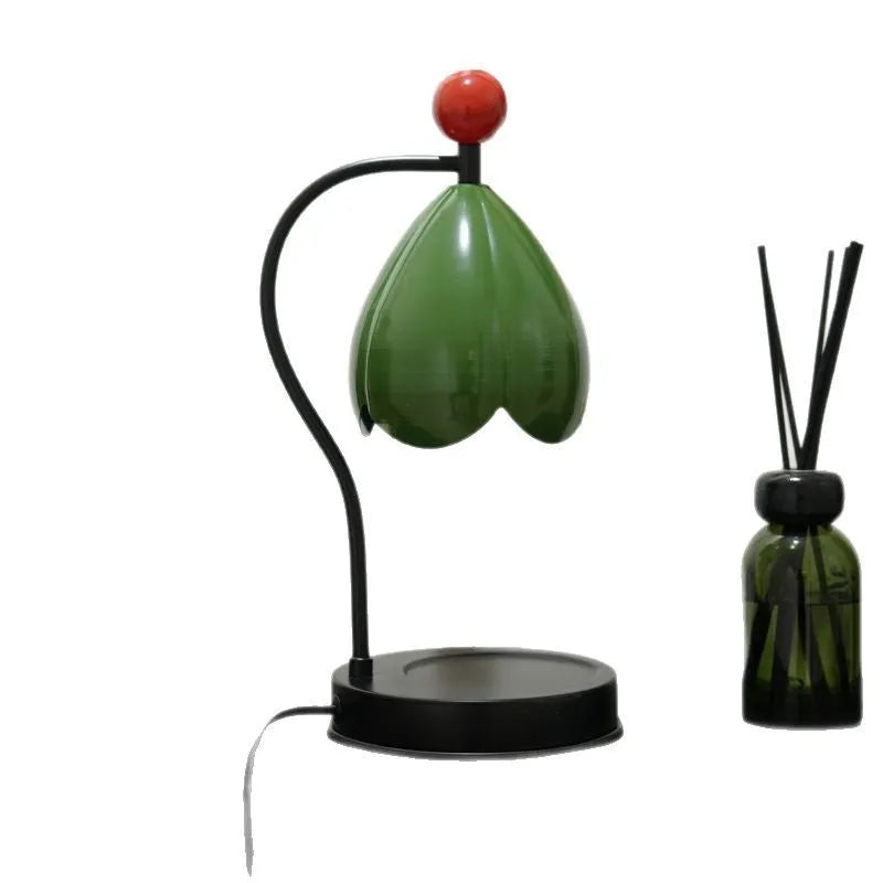 Linglan modern style melting wax lamp with ceramic dish on metal stand in cream white colour