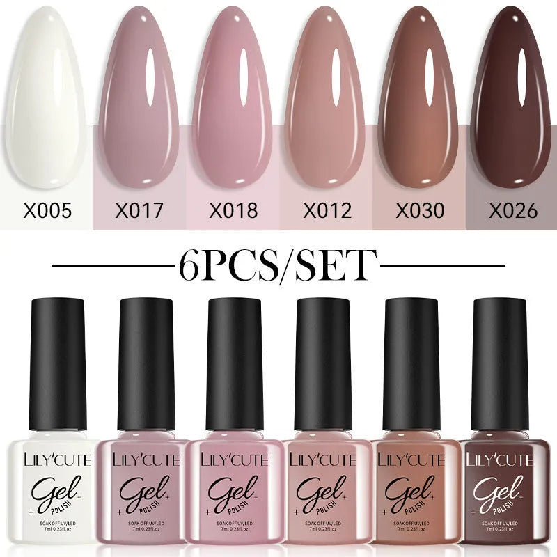 Set of 20 bottles of UV gel nail polish in various solid, glitter, and sequin colours.