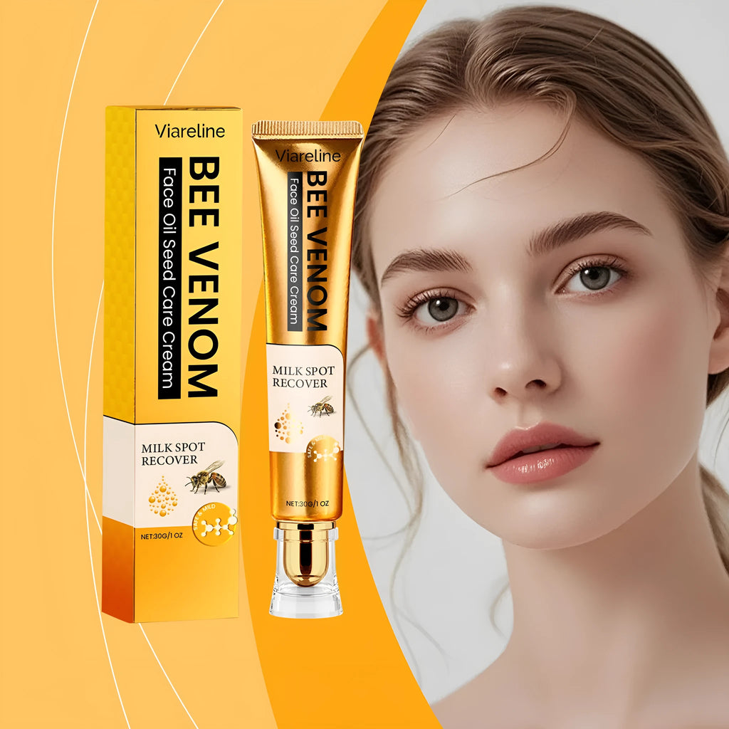 30g container of hydrating facial and neck care cream with bee venom and milk extract.