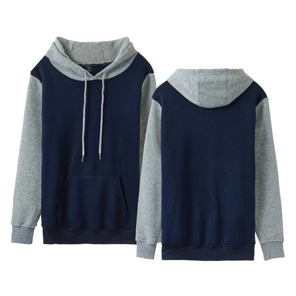Loose fit fleece-lined hoodie with contrast stitching in black and white colour combination