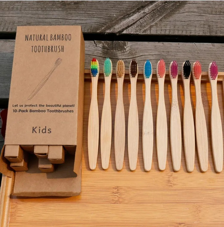 Eco friendly bamboo soft fibre toothbrush with biodegradable handle for adults