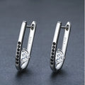 Black copper U-shaped ellipse earrings for women simple natural style design