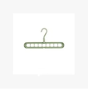 Pink plastic clothes hanger with a rotating hook on a white background.