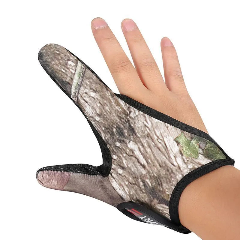 Two-finger fishing glove for tackle handling in blue, made from dive cloth and microfiber palm.