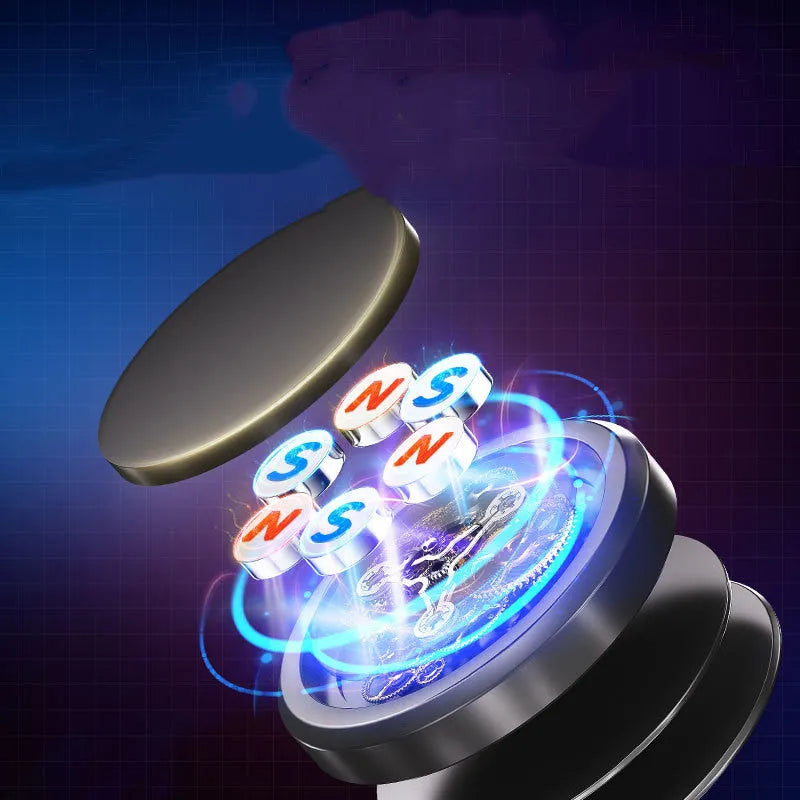 Obsidian black alloy magnetic mobile phone holder with centripetal force design