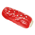 A primary coloured plastic molar rod-shaped dog chew toy.