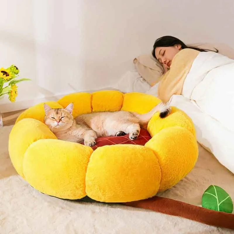 Grey chinchilla pattern cat nest mat cushion for pets on a floor