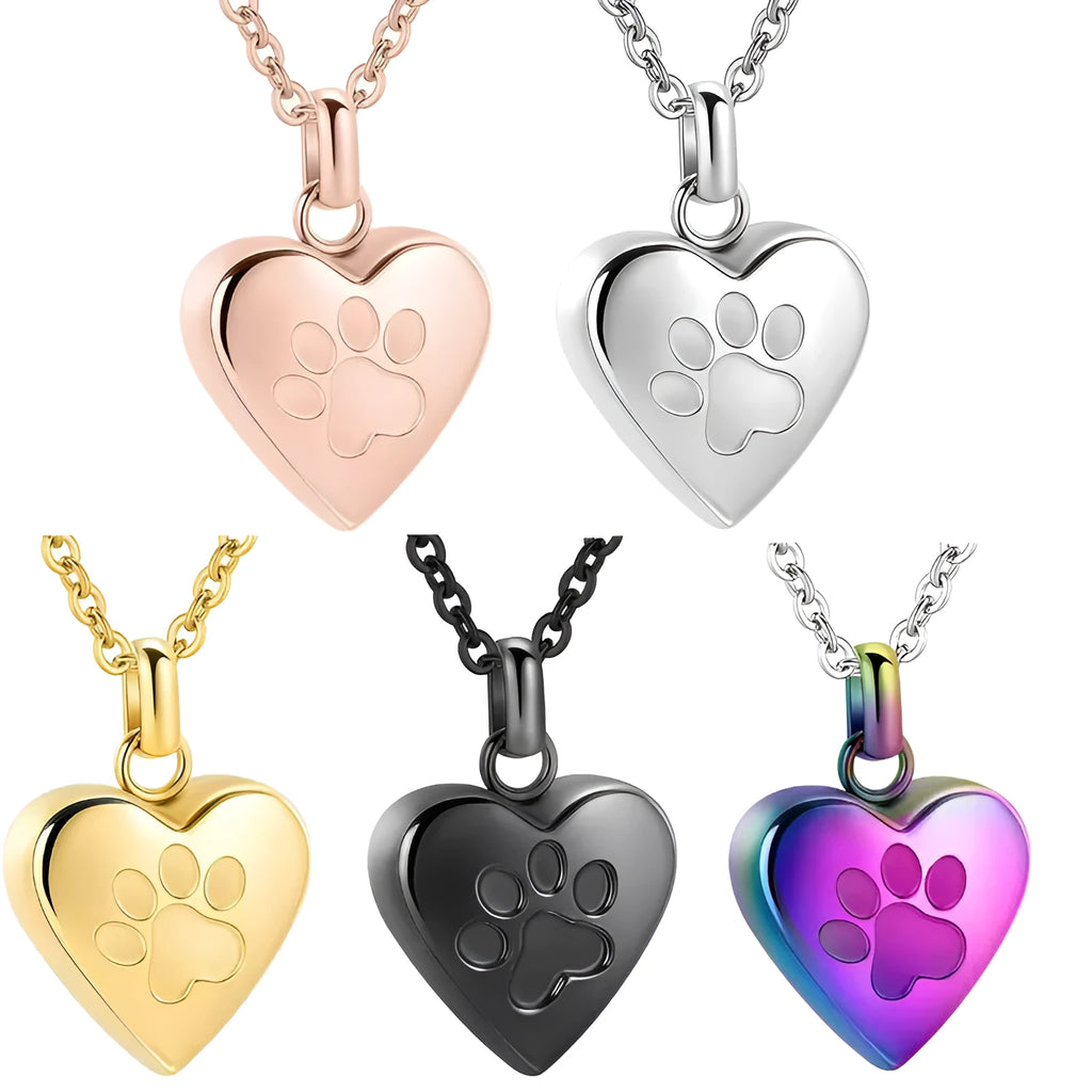 Simple titanium steel necklace with an openable heart-shaped cinerary casket pendant.