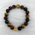 Natural tiger eye bracelet with loose round beads on 18cm long chain, Maillard style adjustable closure