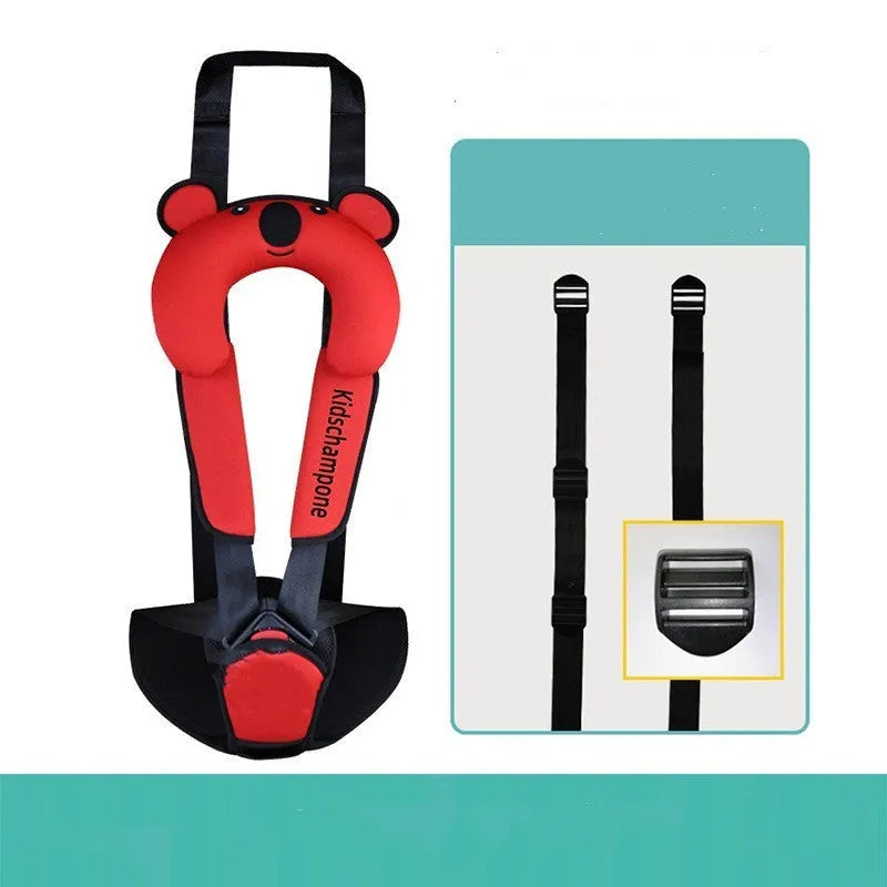 Cute Number One portable child seat belt retainer in rose pink, for children 12-36kg.