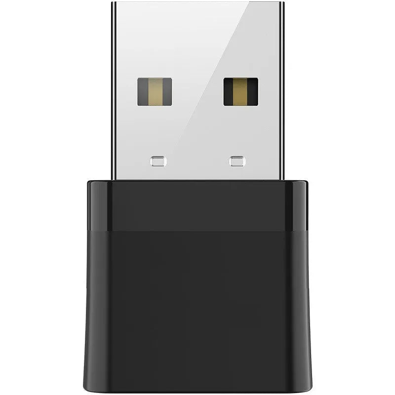 Black dual-band USB Wi-Fi and Bluetooth adapter with nickel-plated connector for computers