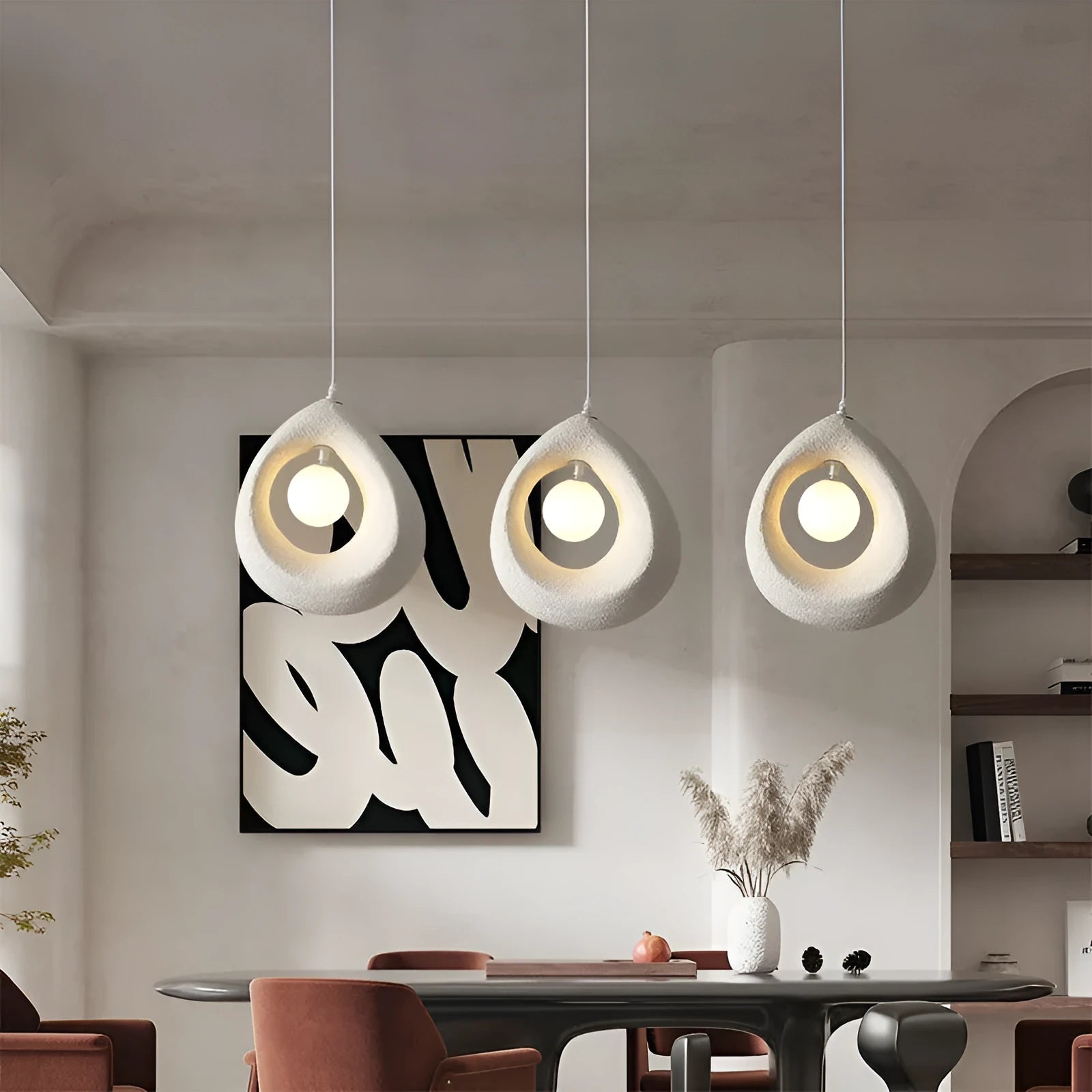 Sili Style retro modern ceiling chandelier with milky white lampshade for dining room