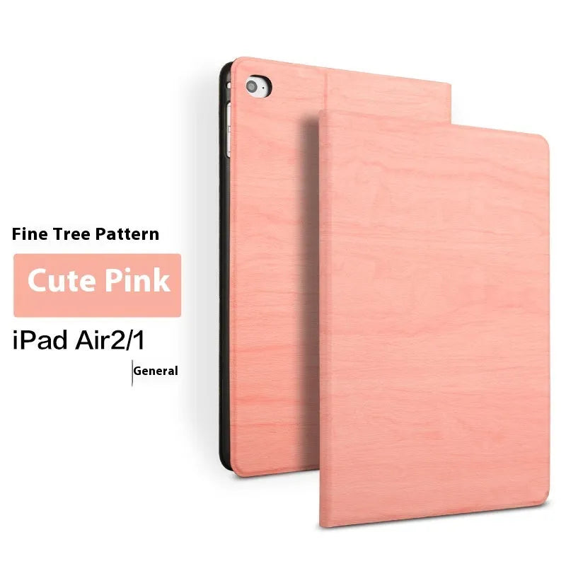 Sapphire blue imitation leather universal sleep bracket stand holding a silver iPad tablet.