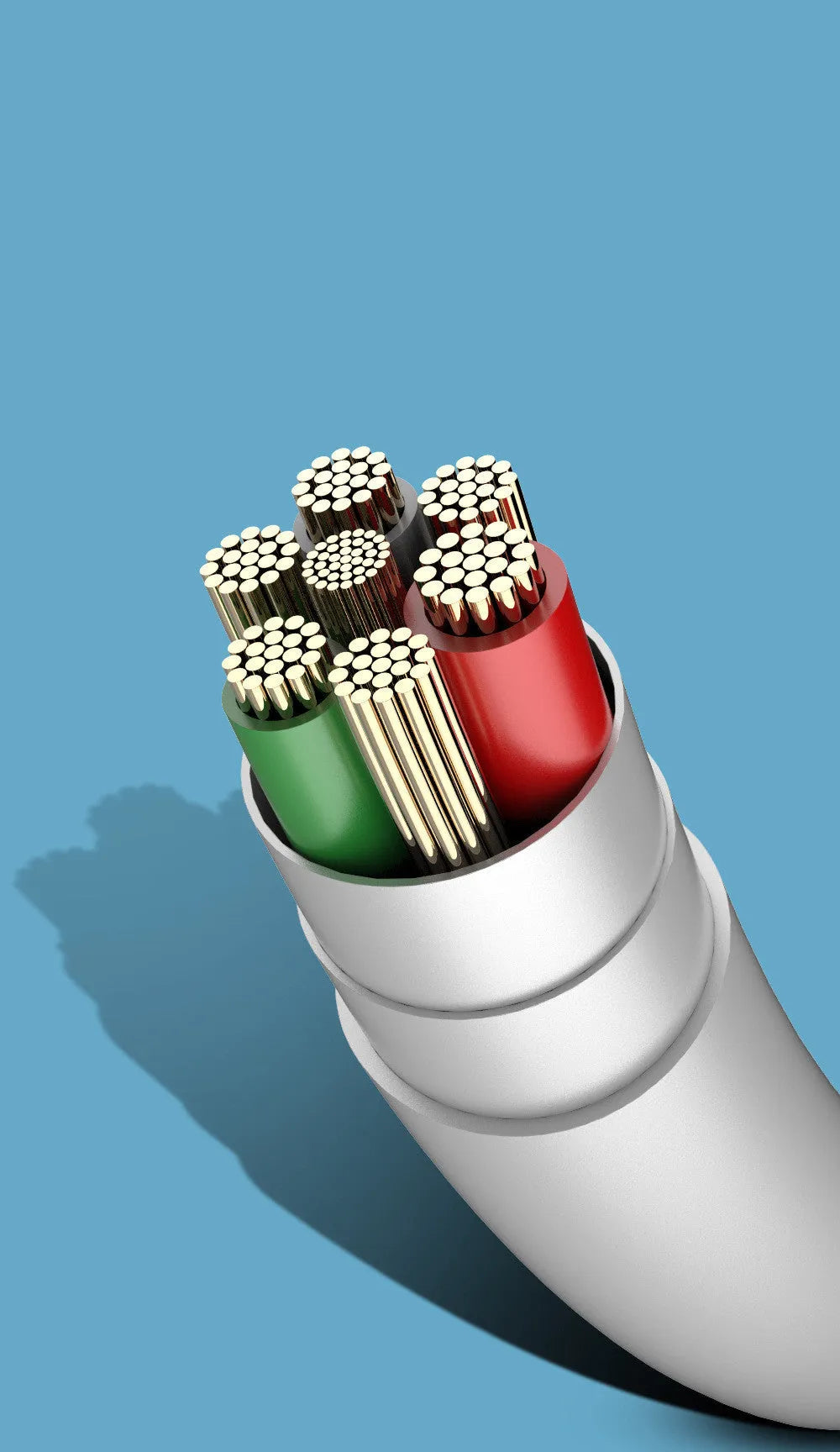 PDPVC 3-in-1 fast charge USB cable showing Mini USB, Micro USB, and TYPE-C connectors on a 1.2m white cable.