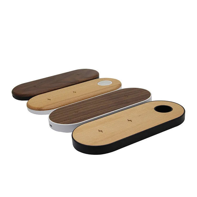Natural bamboo wireless charger with wood edging for smartphones