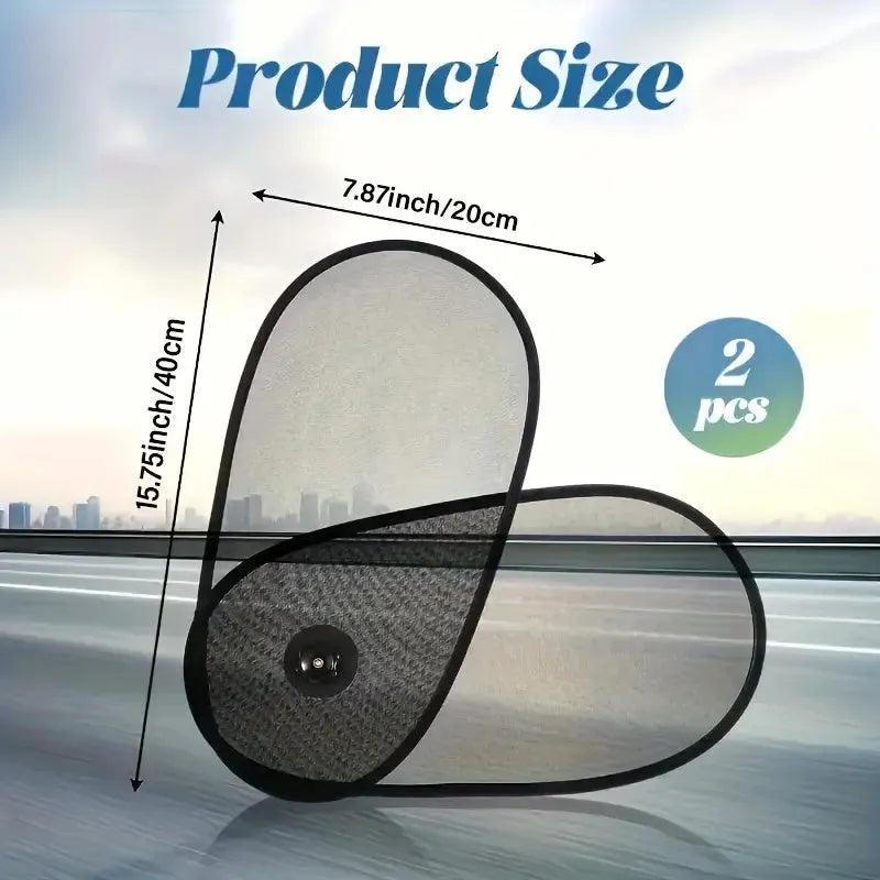 Black stretchy car side window sunshade for baby attached with suction cups