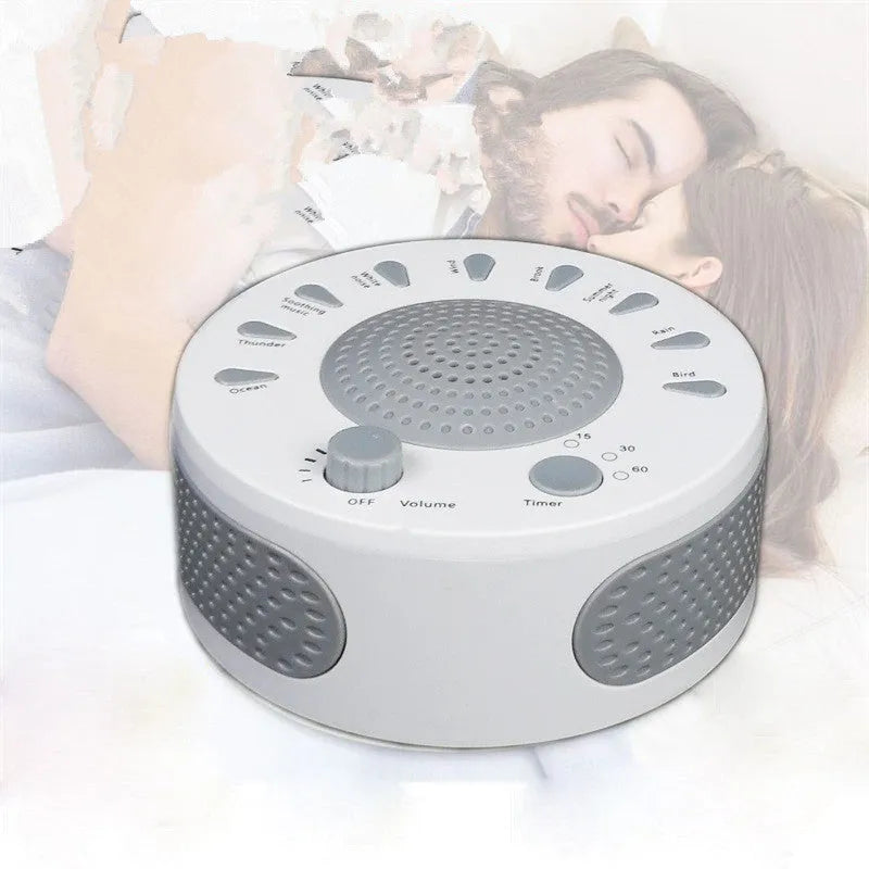 White noise sleep instrument with volume control and headphone jack in compact packaging