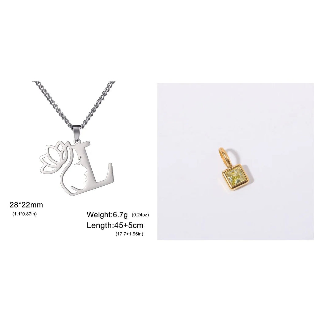 Stainless steel necklace with cross chain design and a pendant, shown in gold and silver colour options.