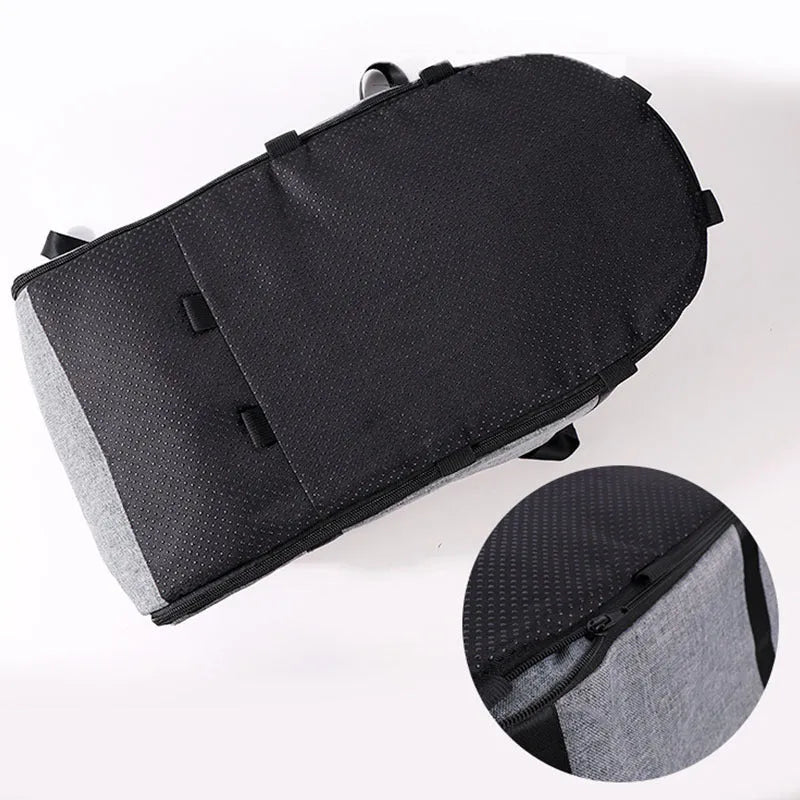 A portable grey cloth dog kennel with sponge insulation, suitable for outdoor and car use.