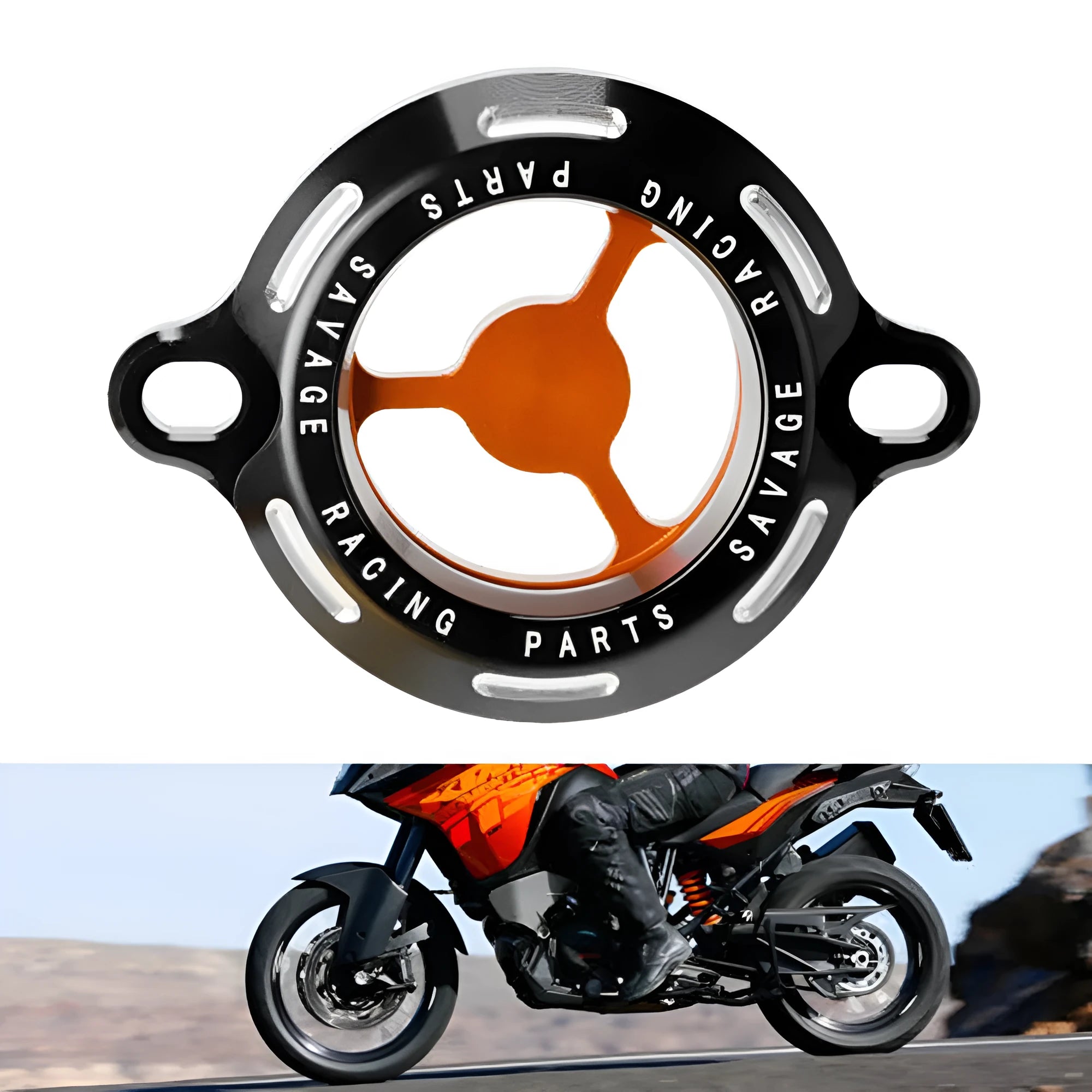 Clear aluminium oil filter cover for KTM Duke motorcycle engines