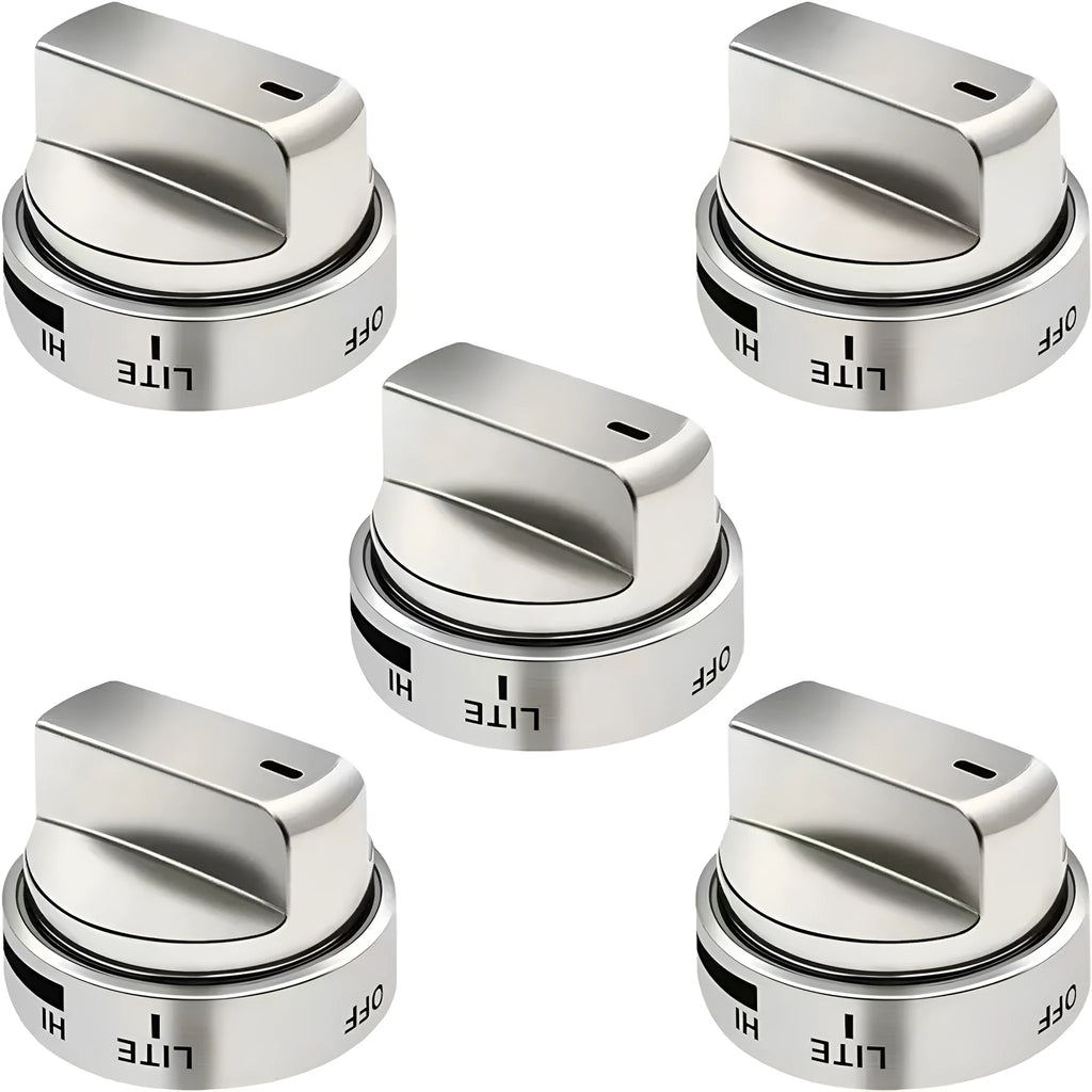 Silver metal oven stove knob replacement part with 5.3cm diameter
