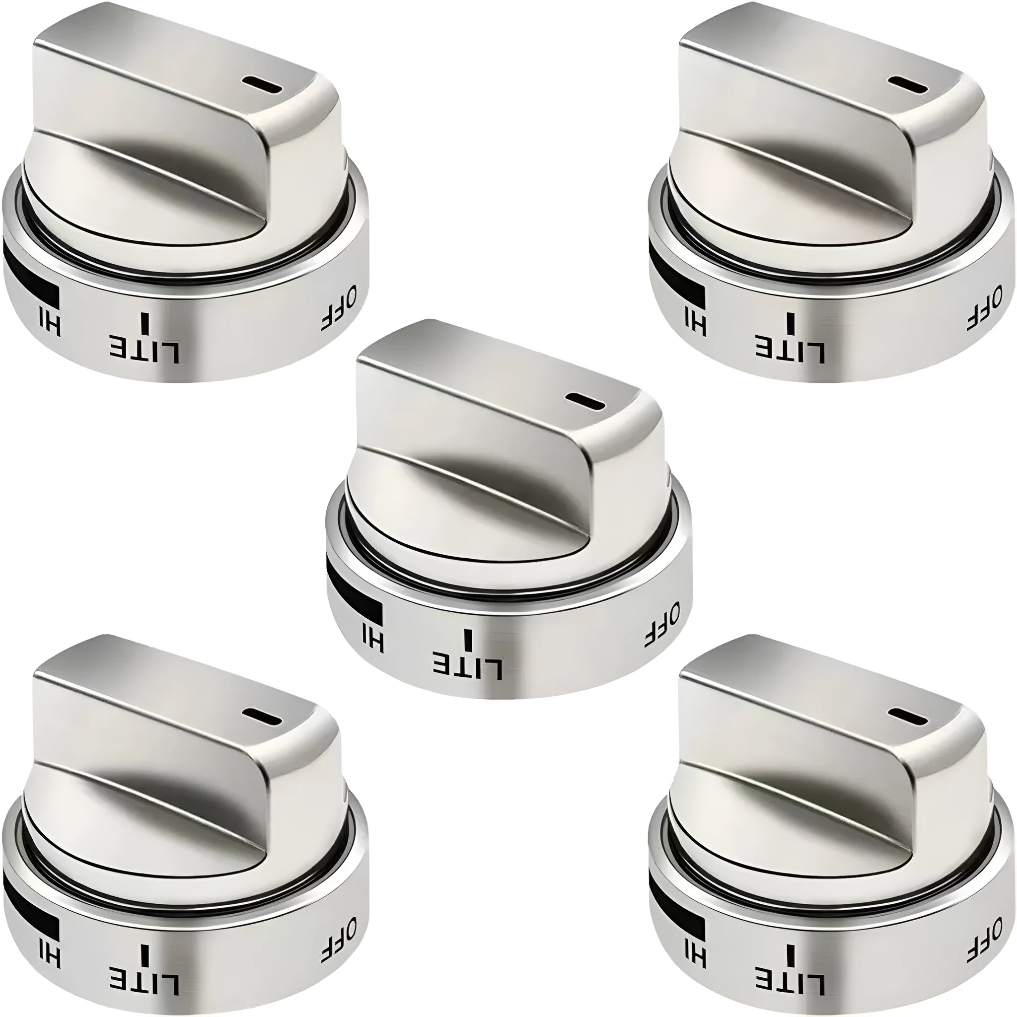 Silver metal oven stove knob replacement part with 5.3cm diameter