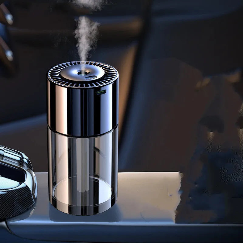 Plug-in perfume humidifier with glass seat measuring 12.7cm tall