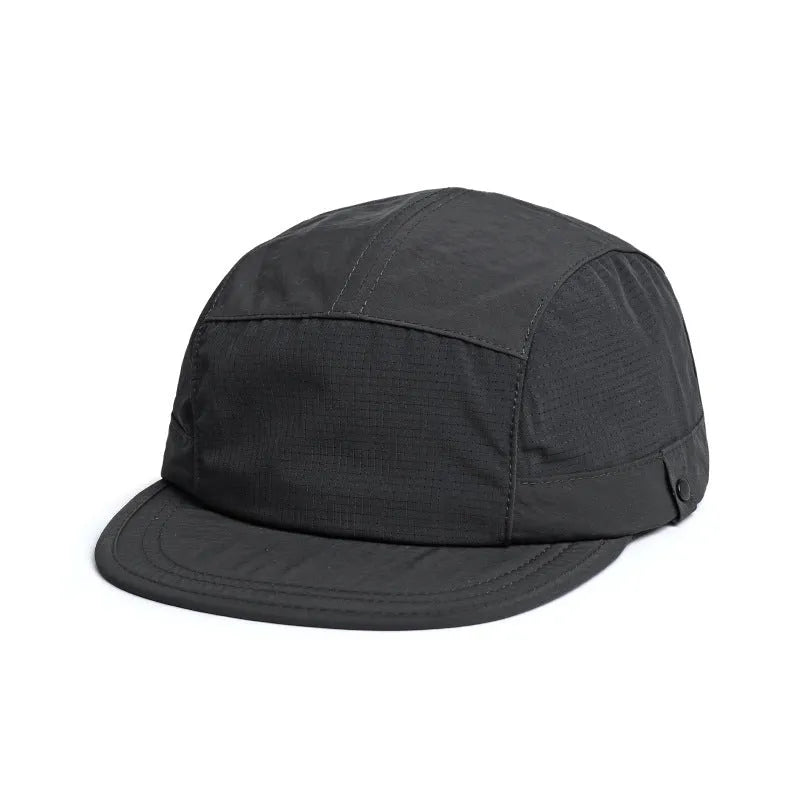 Army green dome crown polyester sun cap on a white background.