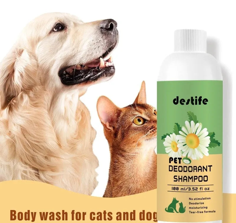 100ml bottle of dog and cat shampoo and conditioner shower gel.