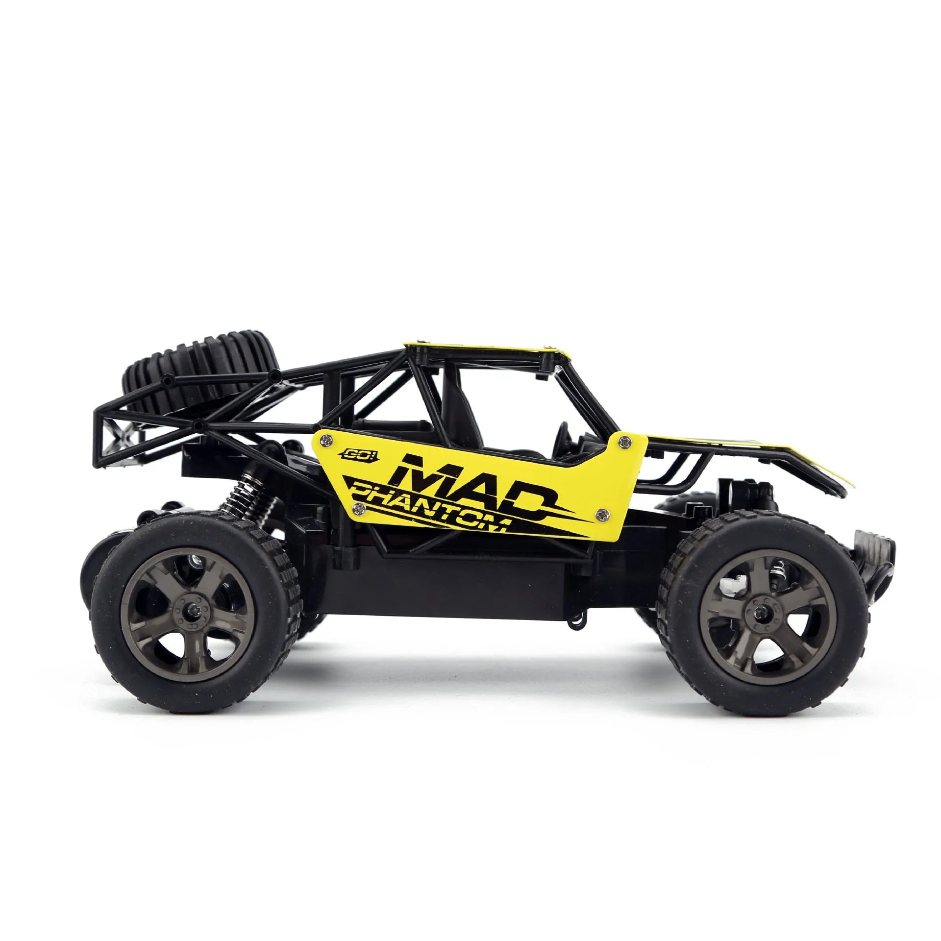 Blue 1:18 scale remote control drift car with 2.4GHz transmitter on black surface