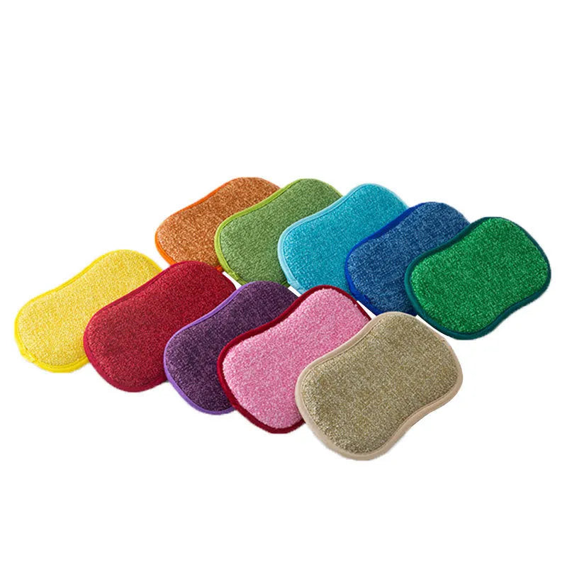 Double-sided kitchen cleaning sponge with polyurethane core and assorted dishcloths set of 11 pieces