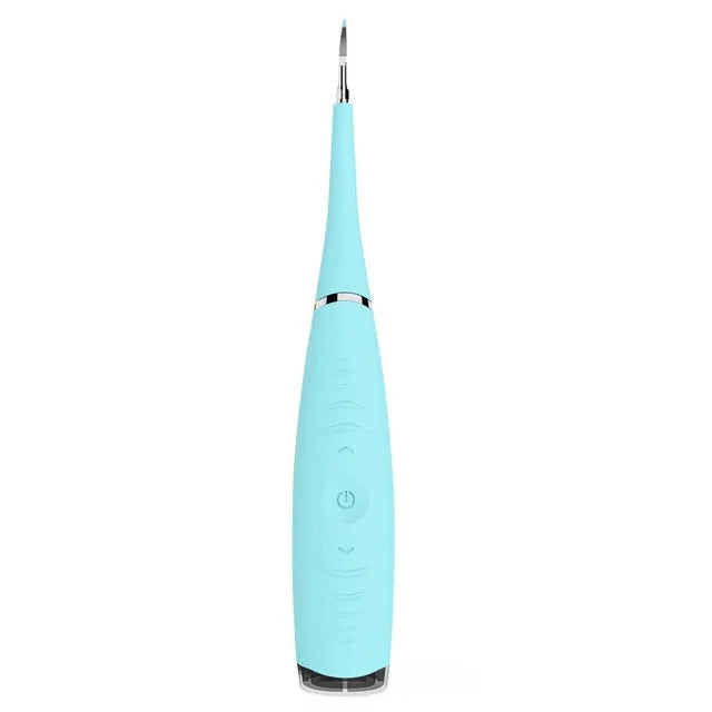 Pink and blue waterproof electric dental calculus remover tool on a white background